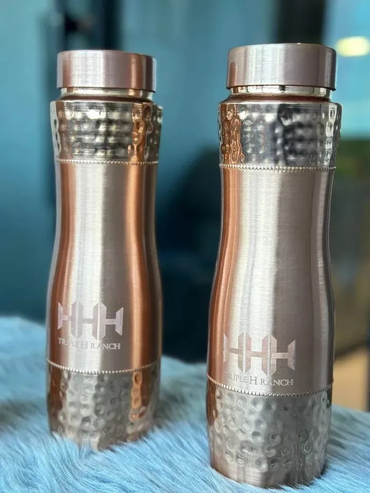 100 % Pure Personalise Copper Drinking Water Bottle Ayurveda Yoga Health Benefit