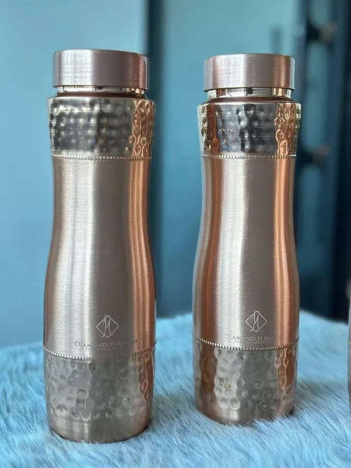 100 % Pure Personalise Copper Drinking Water Bottle Ayurveda Yoga Health Benefit
