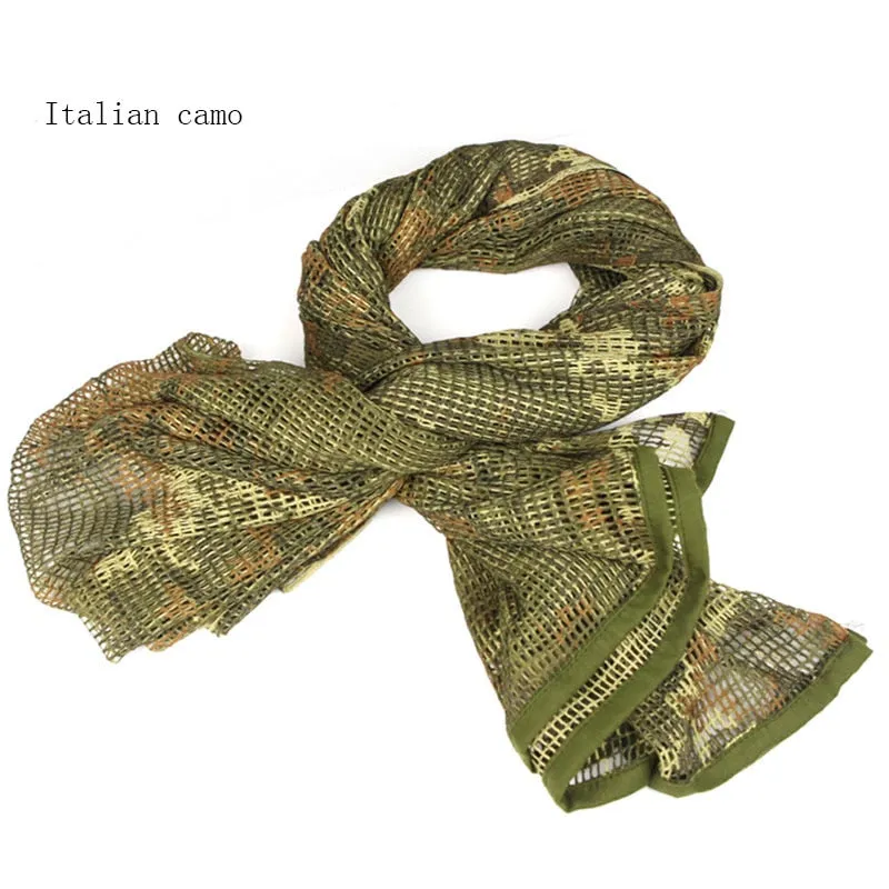 190*90cm Scarf Cotton Military Camouflage Tactical Mesh Scarf Sniper Face Scarf Veil Camping Hunting Multi Purpose Hiking Scarve