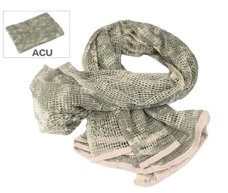 190*90cm Scarf Cotton Military Camouflage Tactical Mesh Scarf Sniper Face Scarf Veil Camping Hunting Multi Purpose Hiking Scarve