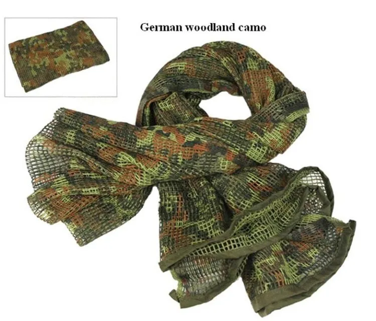 190*90cm Scarf Cotton Military Camouflage Tactical Mesh Scarf Sniper Face Scarf Veil Camping Hunting Multi Purpose Hiking Scarve