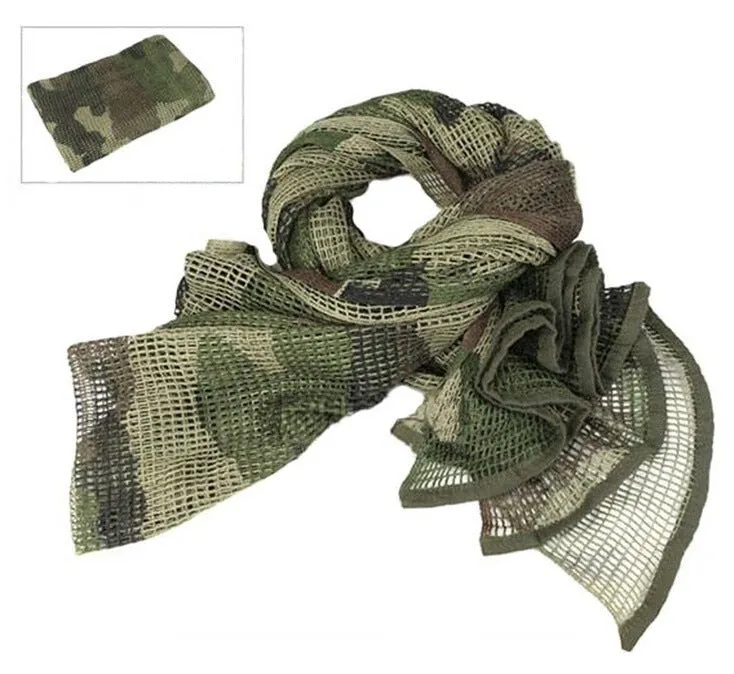 190*90cm Scarf Cotton Military Camouflage Tactical Mesh Scarf Sniper Face Scarf Veil Camping Hunting Multi Purpose Hiking Scarve