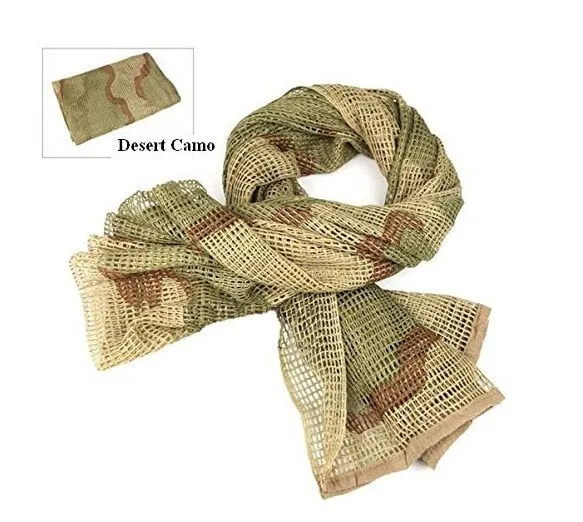 190*90cm Scarf Cotton Military Camouflage Tactical Mesh Scarf Sniper Face Scarf Veil Camping Hunting Multi Purpose Hiking Scarve