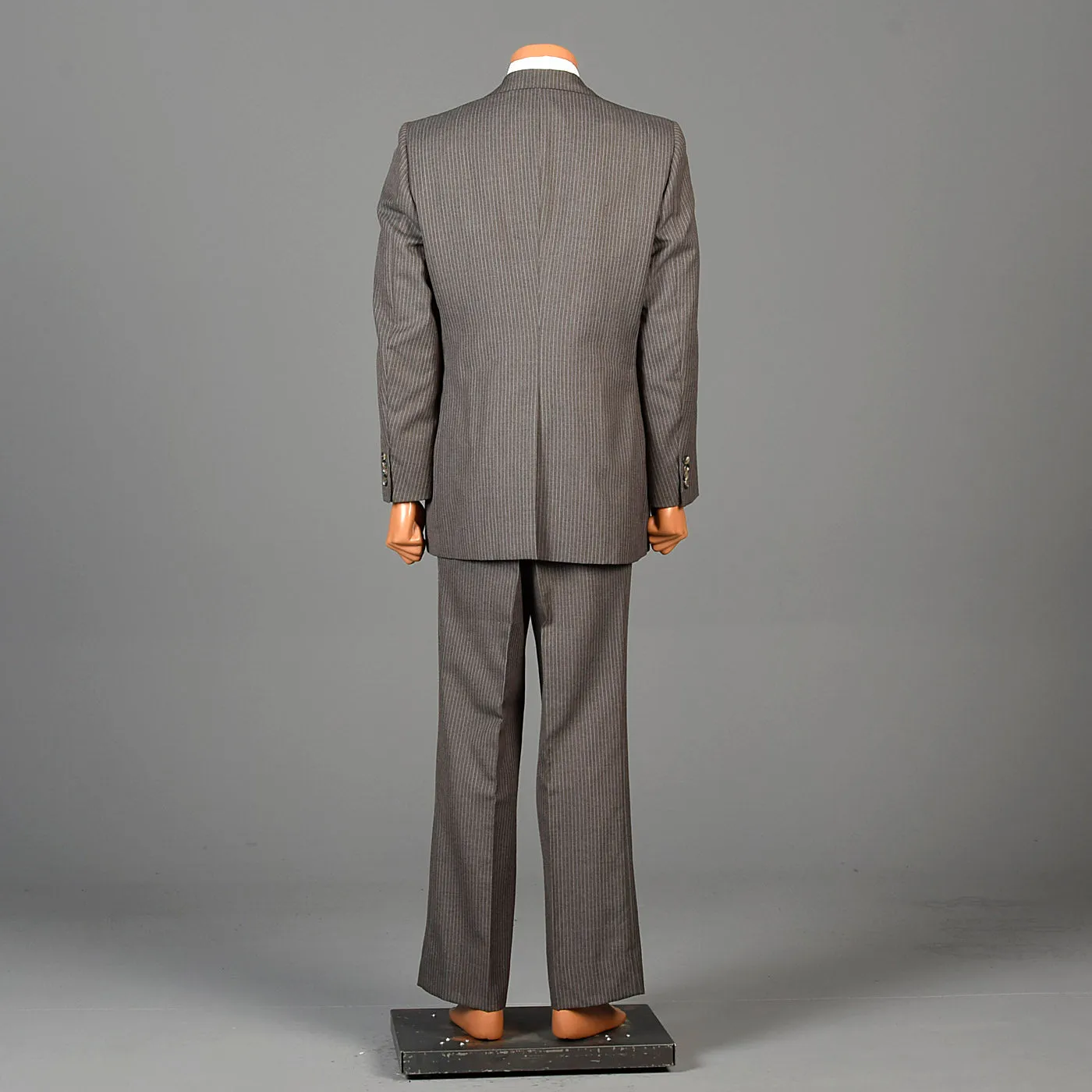 1970s Mens Three Piece Suit in Brown Pinstripe
