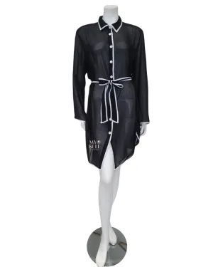 23SS628 Sail to Sunset Black/White Belted Blouse Cover Up
