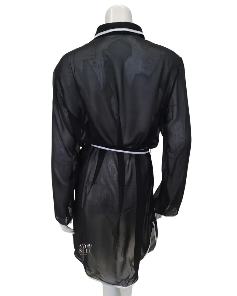 23SS628 Sail to Sunset Black/White Belted Blouse Cover Up