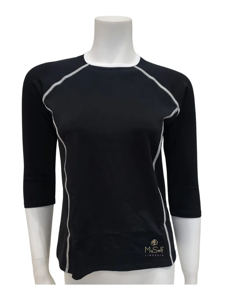 24FL700-BK Women's Black Rashguard Swim Top