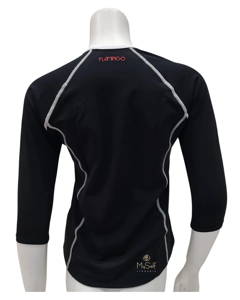 24FL700-BK Women's Black Rashguard Swim Top