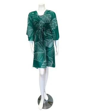 24NE611 Green/White Natural Essence V Neck Swim Kimono Cover Up