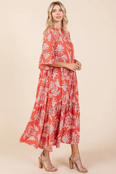 Abstract Tiered Ruffle Dress
