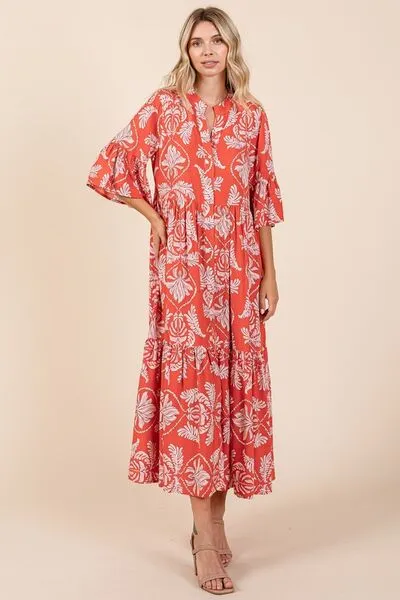 Abstract Tiered Ruffle Dress