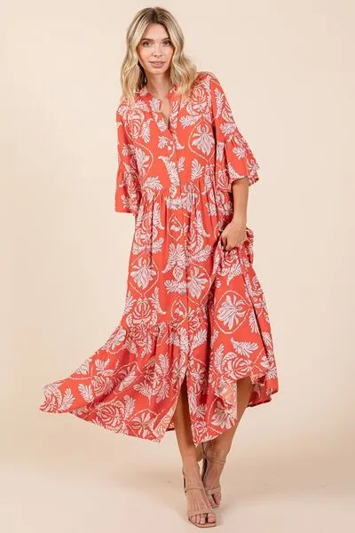 Abstract Tiered Ruffle Dress