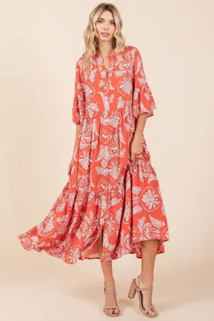 Abstract Tiered Ruffle Dress
