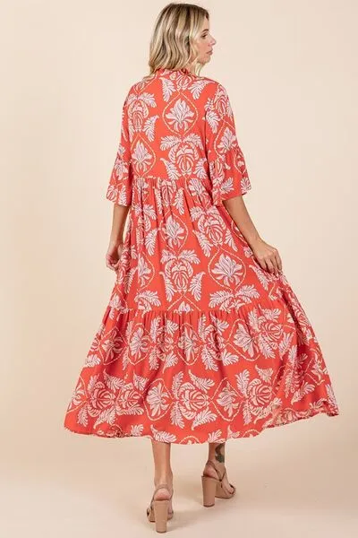 Abstract Tiered Ruffle Dress