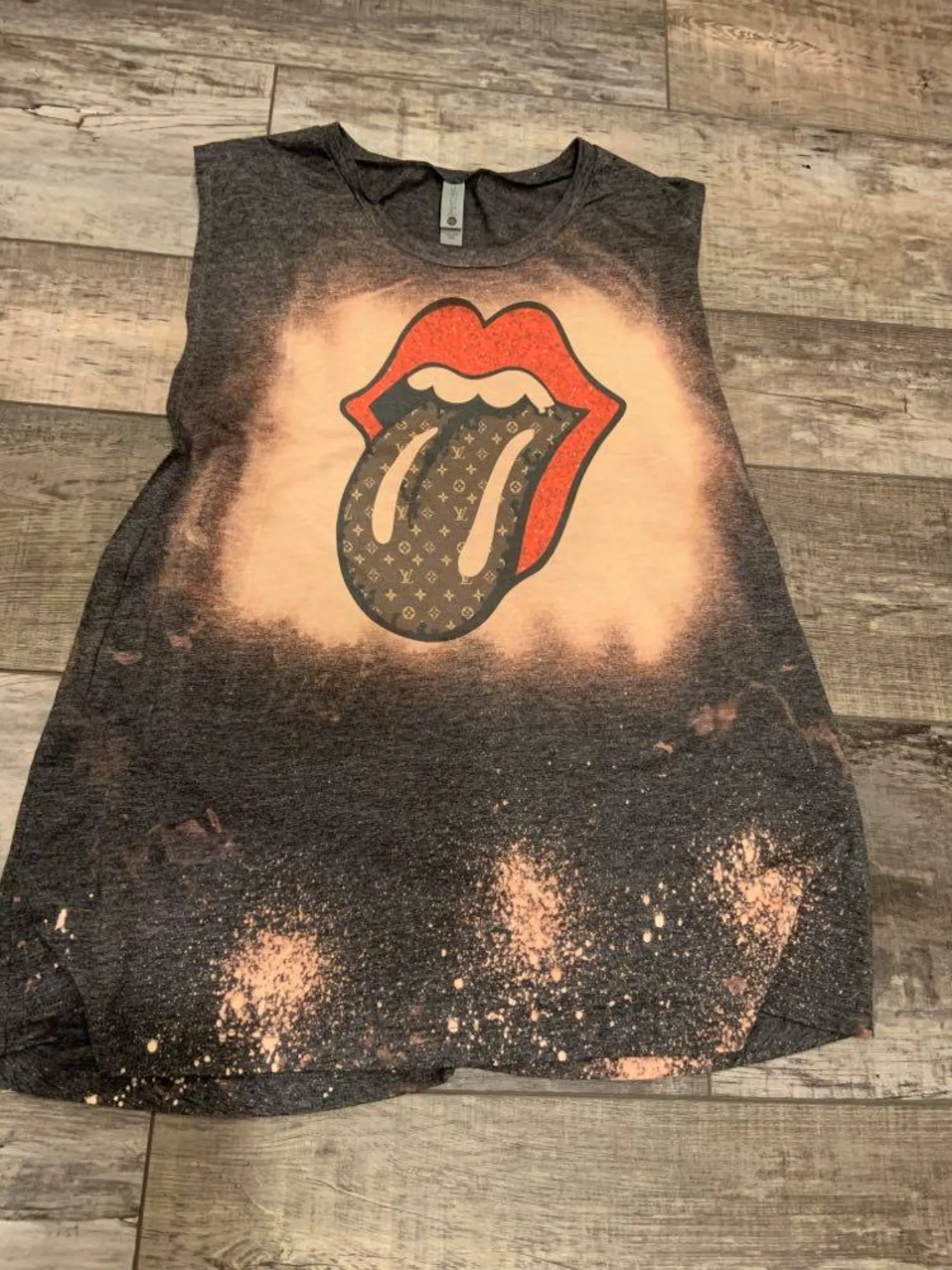 Acid Wash LV Tongue Muscle Tank