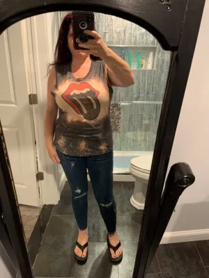 Acid Wash LV Tongue Muscle Tank