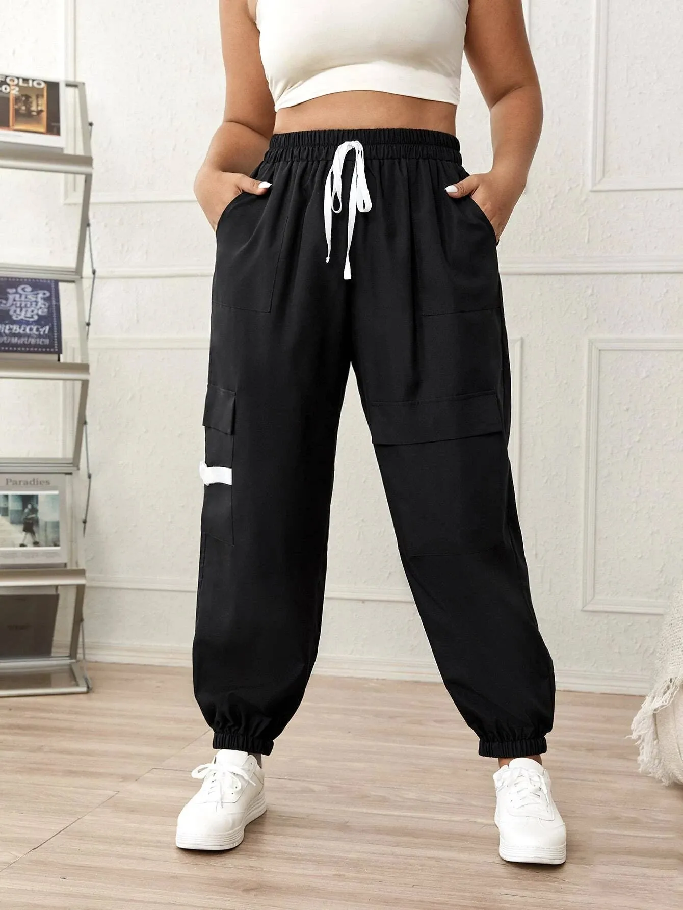 Adjustable Drawstring Cargo Pants