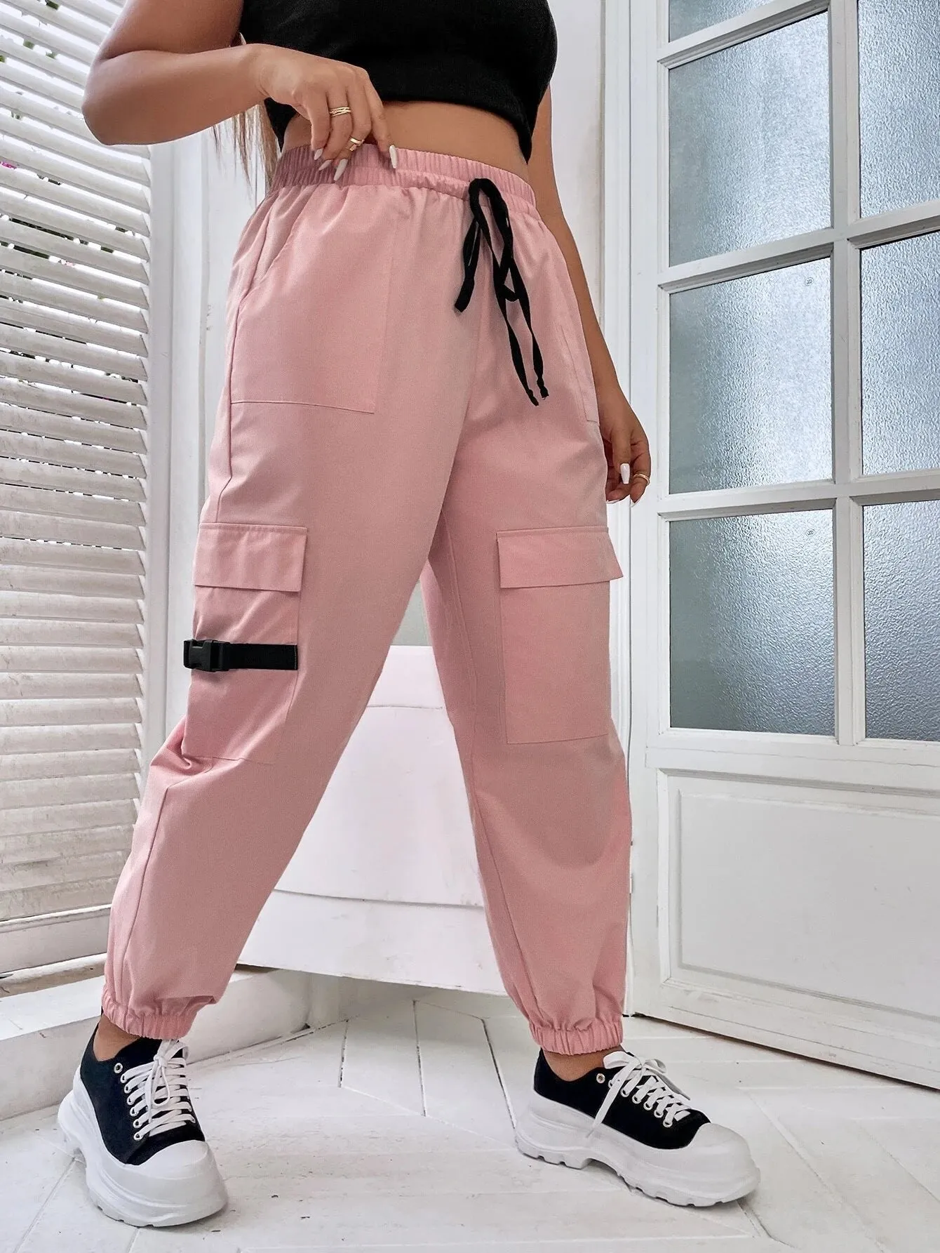 Adjustable Drawstring Cargo Pants