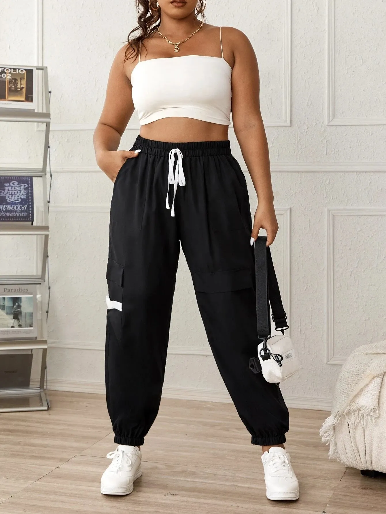Adjustable Drawstring Cargo Pants