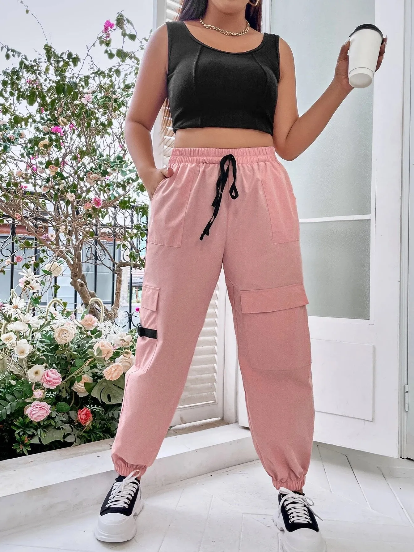 Adjustable Drawstring Cargo Pants