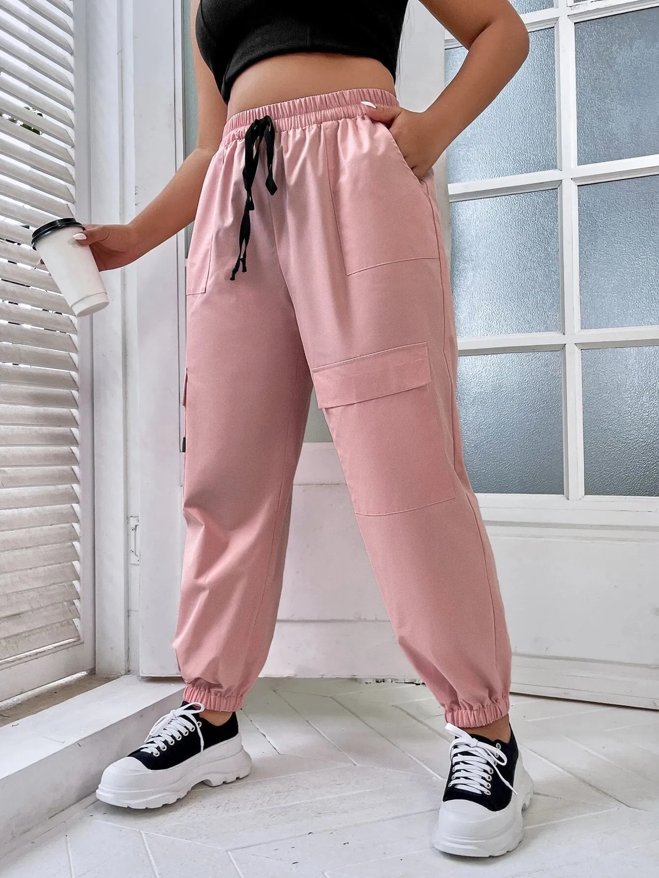 Adjustable Drawstring Cargo Pants