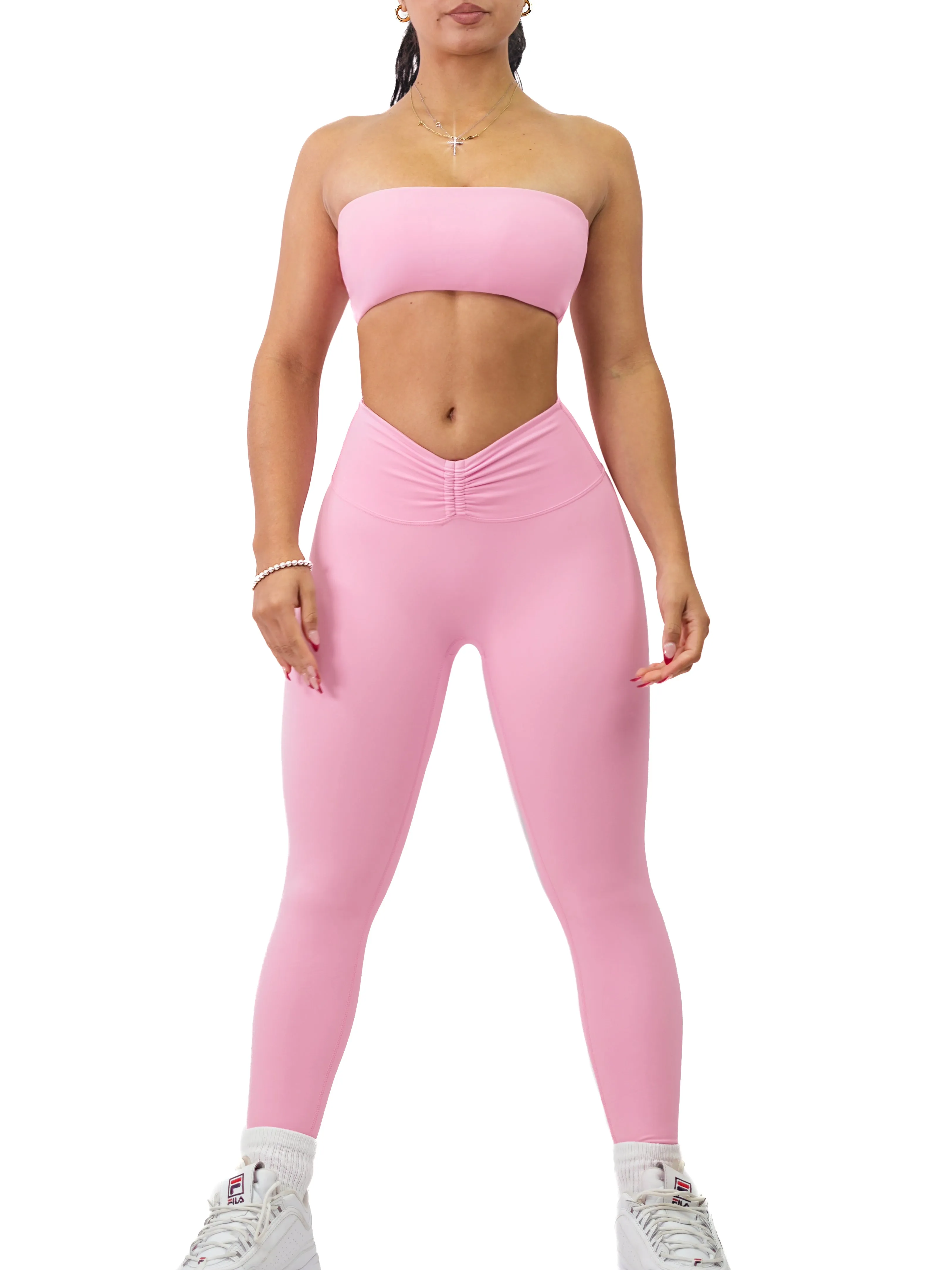 Adjustable Waist V Leggings (Blush Pink)