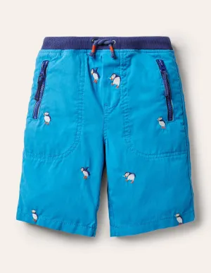 Adventure Shorts-Moroccan Blue Puffins