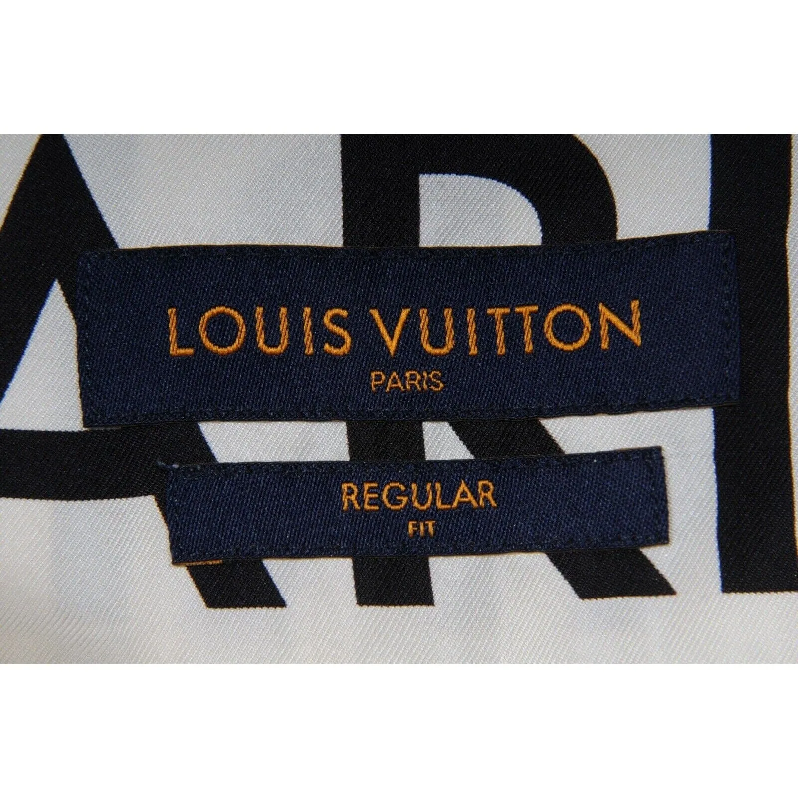 All Over Print Logo Button Down Shirt White Black Silk