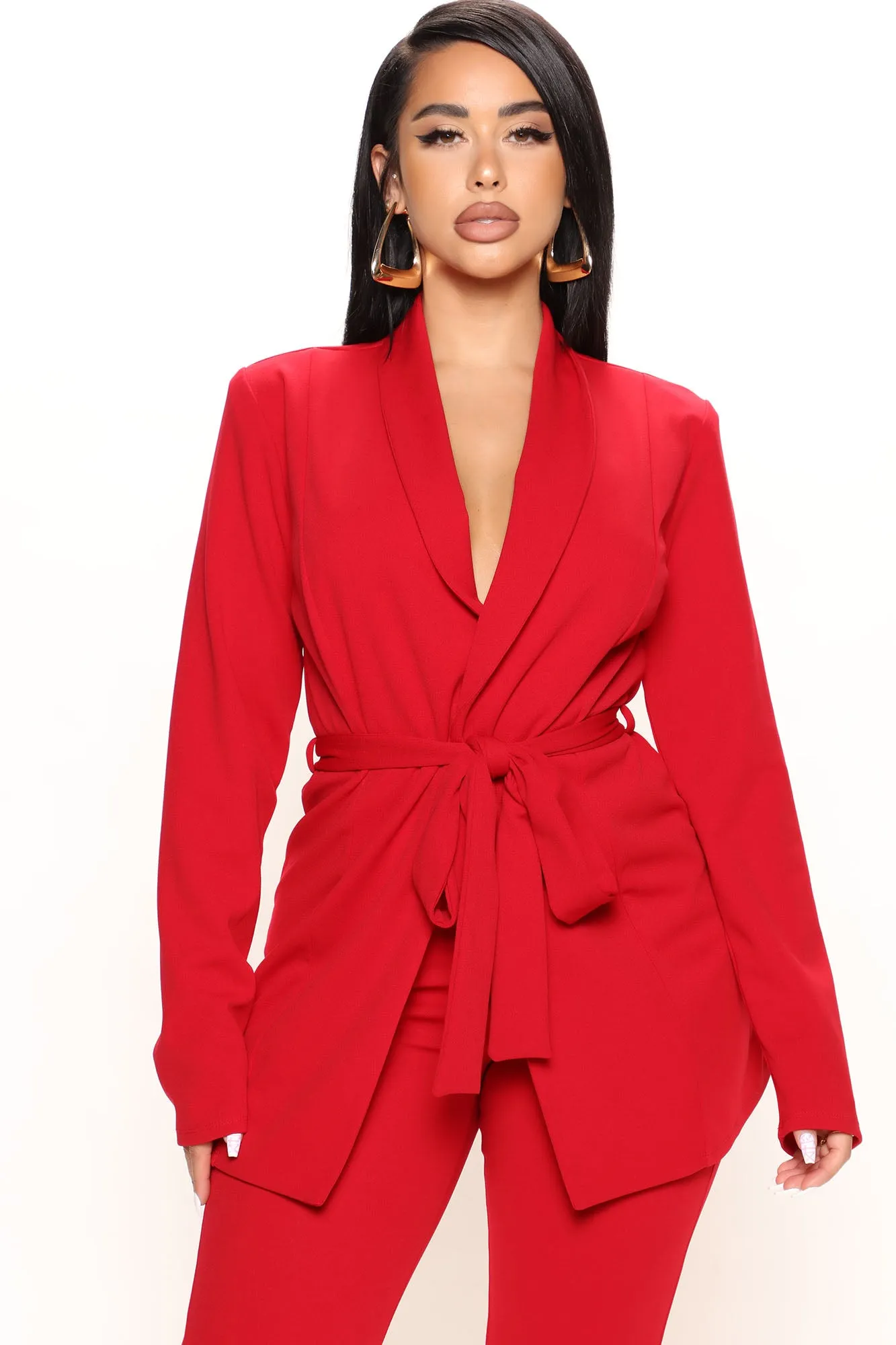 Allison  Blazer Pant Set - Red