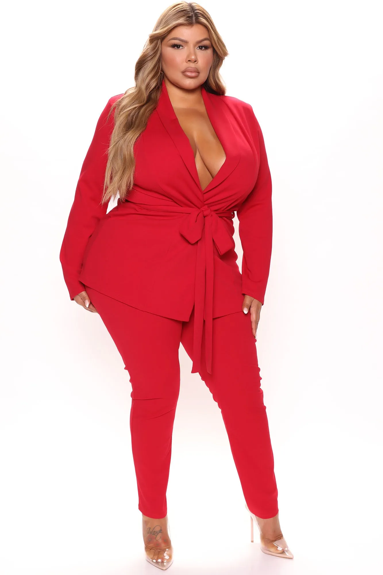Allison  Blazer Pant Set - Red