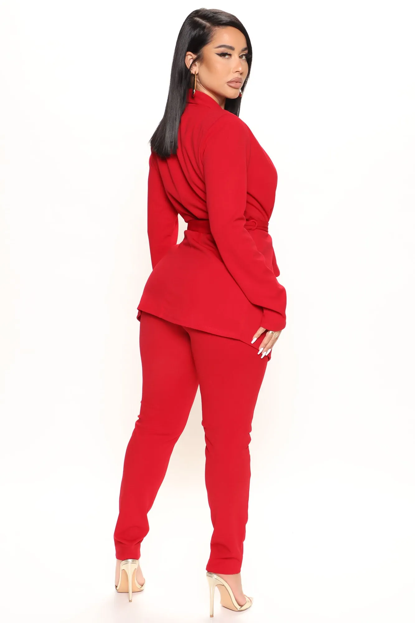Allison  Blazer Pant Set - Red