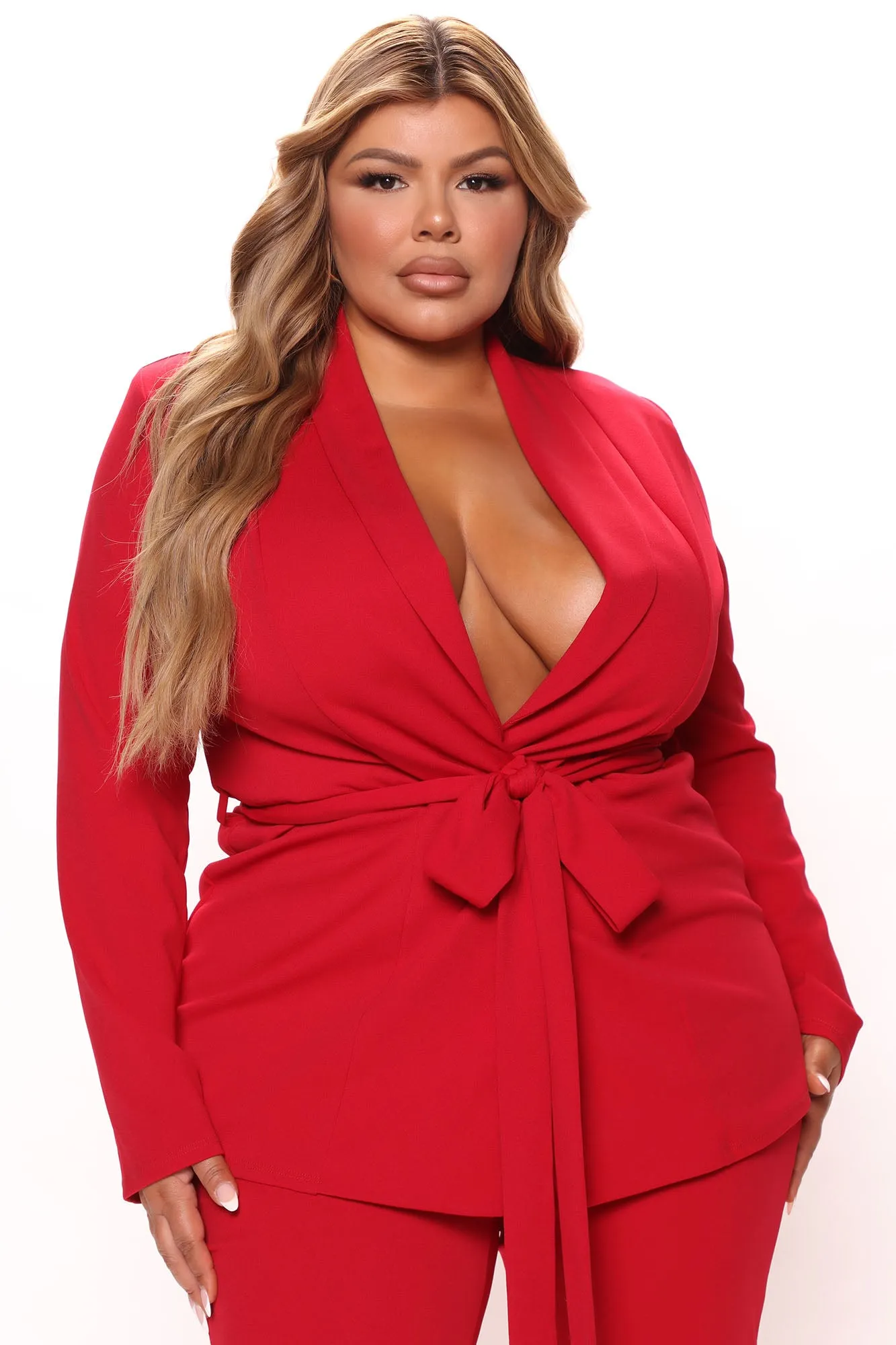Allison  Blazer Pant Set - Red
