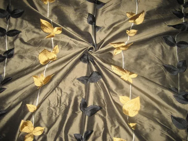 antique gold silk taffeta computerised embroidered**