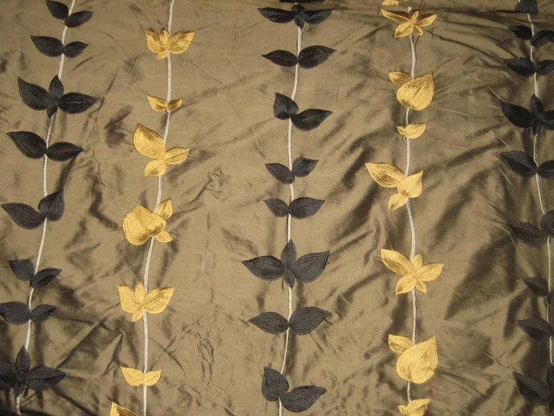 antique gold silk taffeta computerised embroidered**