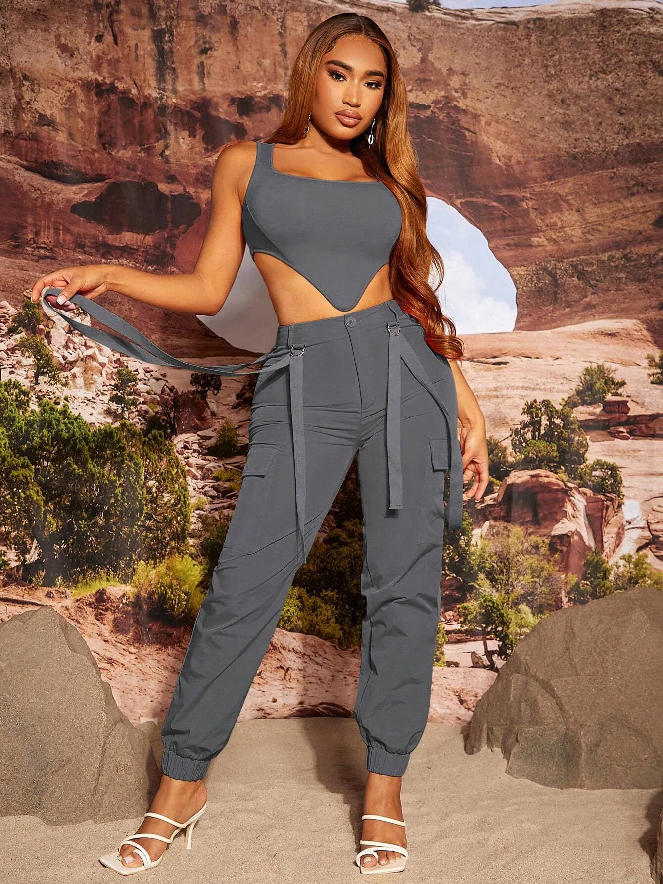 Asymmetrical Top And Cargo Pants