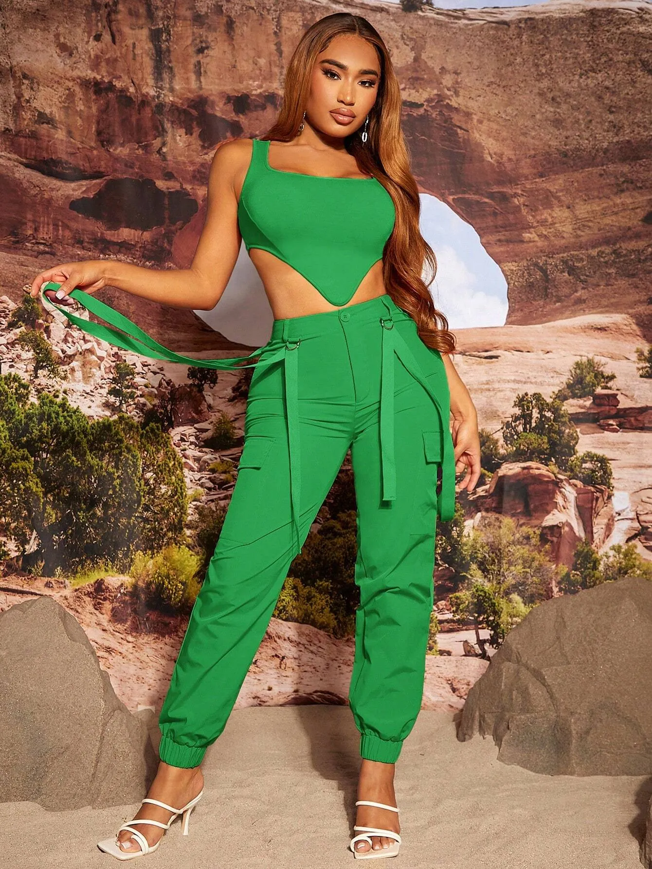 Asymmetrical Top And Cargo Pants