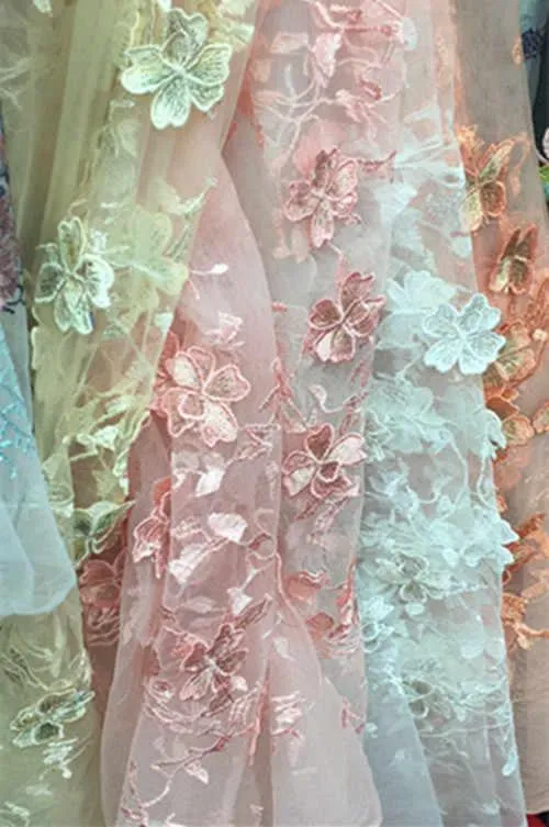 Ball Gown Blue Prom Dresses Floral Lace Bateau Long Cap Sleeve Quinceanera Dresses P1043