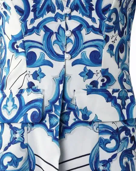 Baroque Design Blazer & Shorts with Long Sleeves