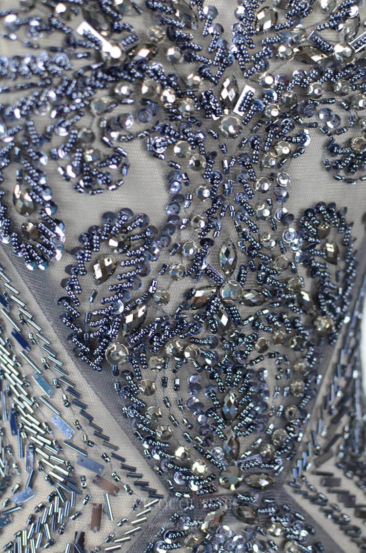 Beaded Mermaid Prom Dresses Cap Sleeve Evening Dresses 20761