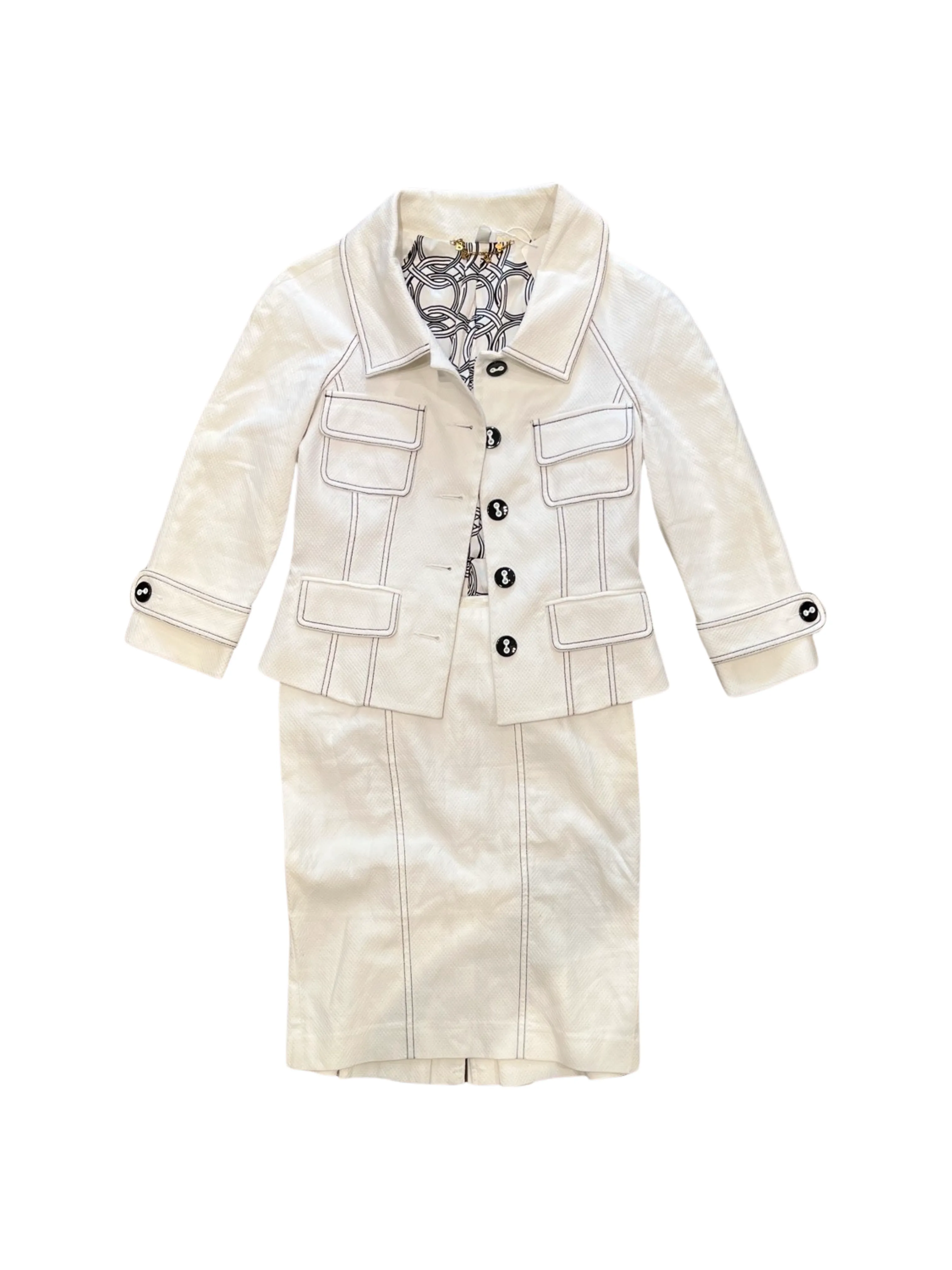 Bebe White Skirt & Blazer Set - 2/0