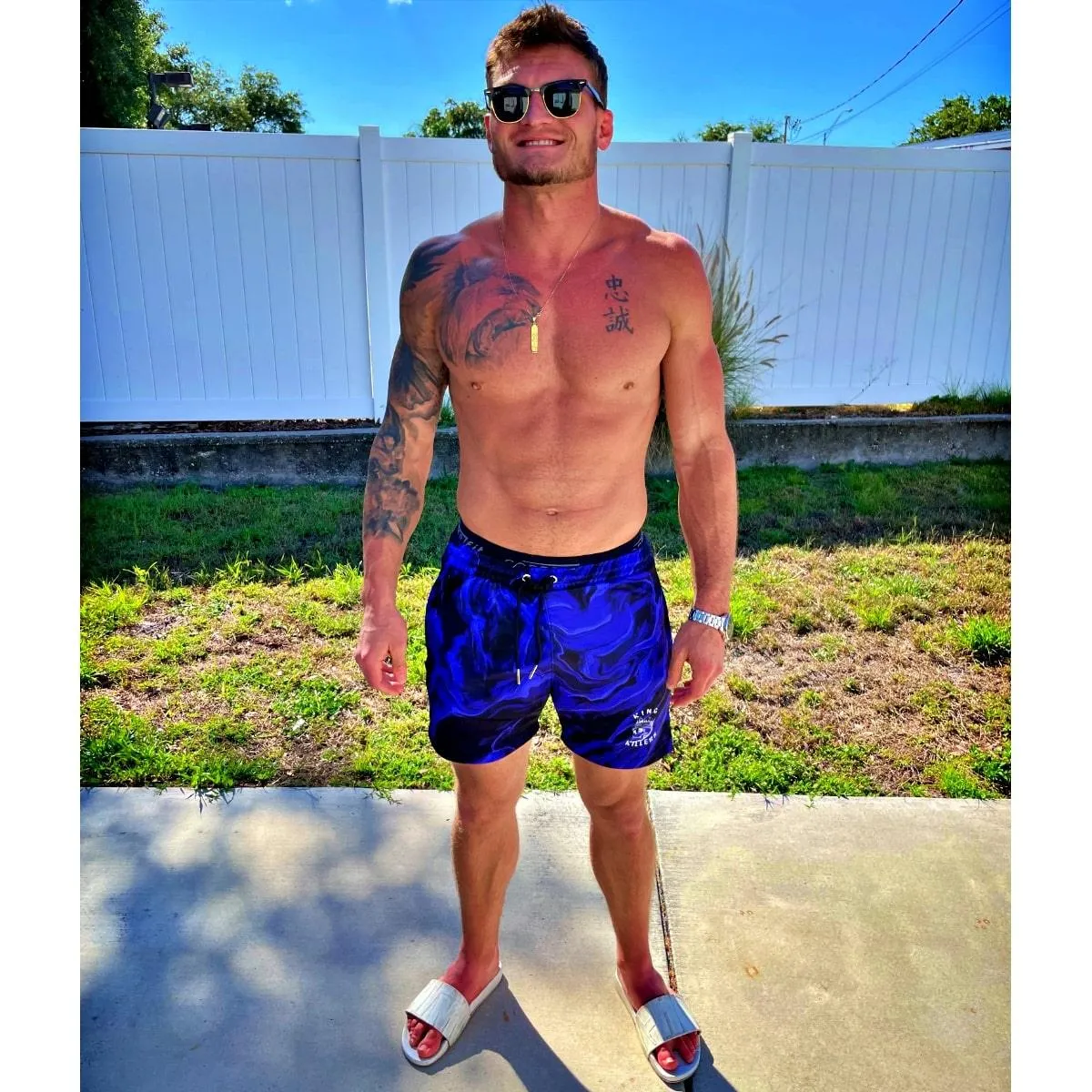 Black & Blue Mesh Gym Shorts