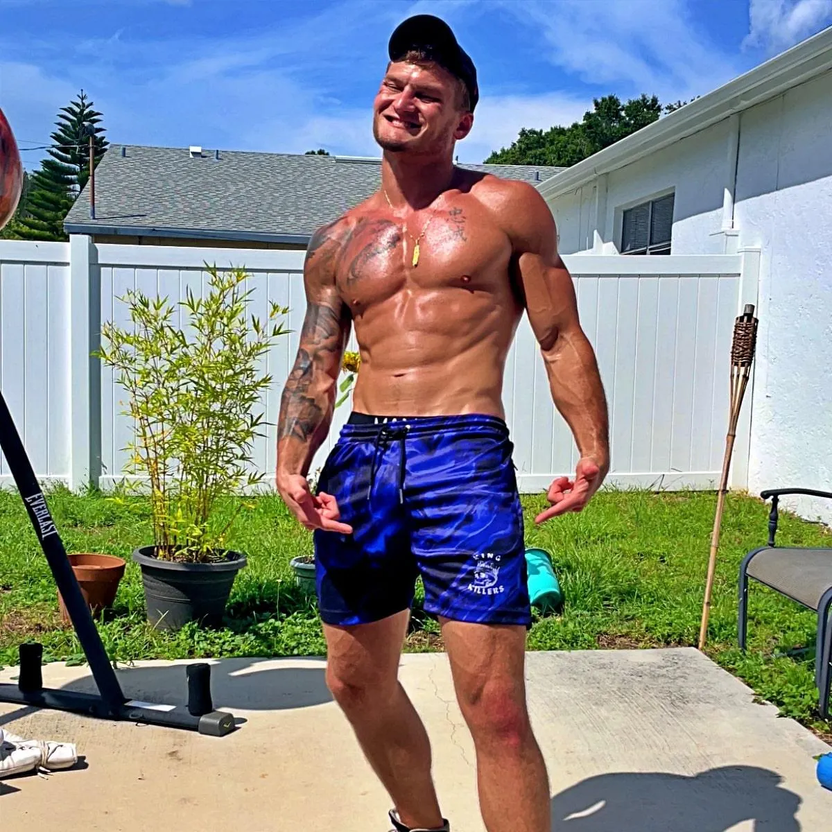 Black & Blue Mesh Gym Shorts