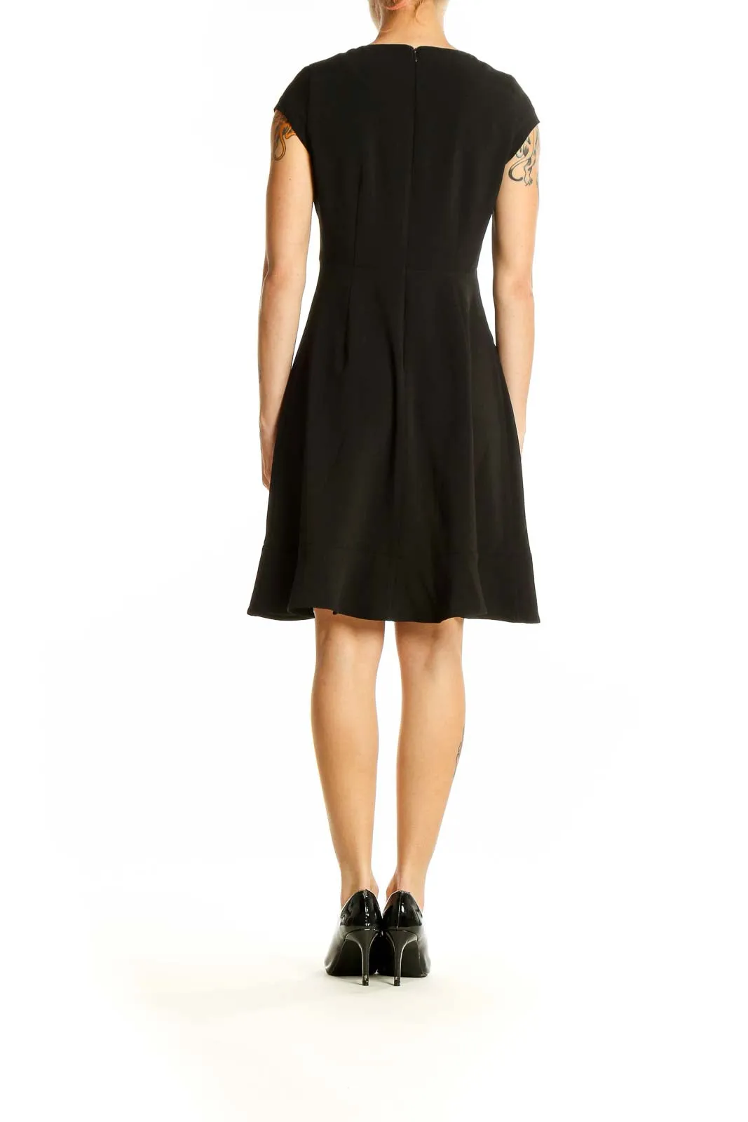 Black Cap Sleeve Empire Waist Dress