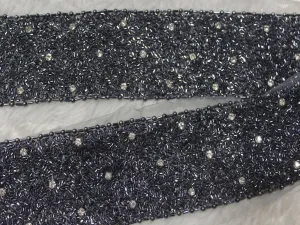 Black Embellished Cutdana Beads Work Embroidered Border