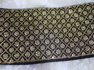 Black Embellished Sequins Work Embroidered Border