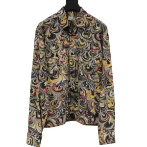 Black Tan Mosaic Abstract Painting Button Down Shirt