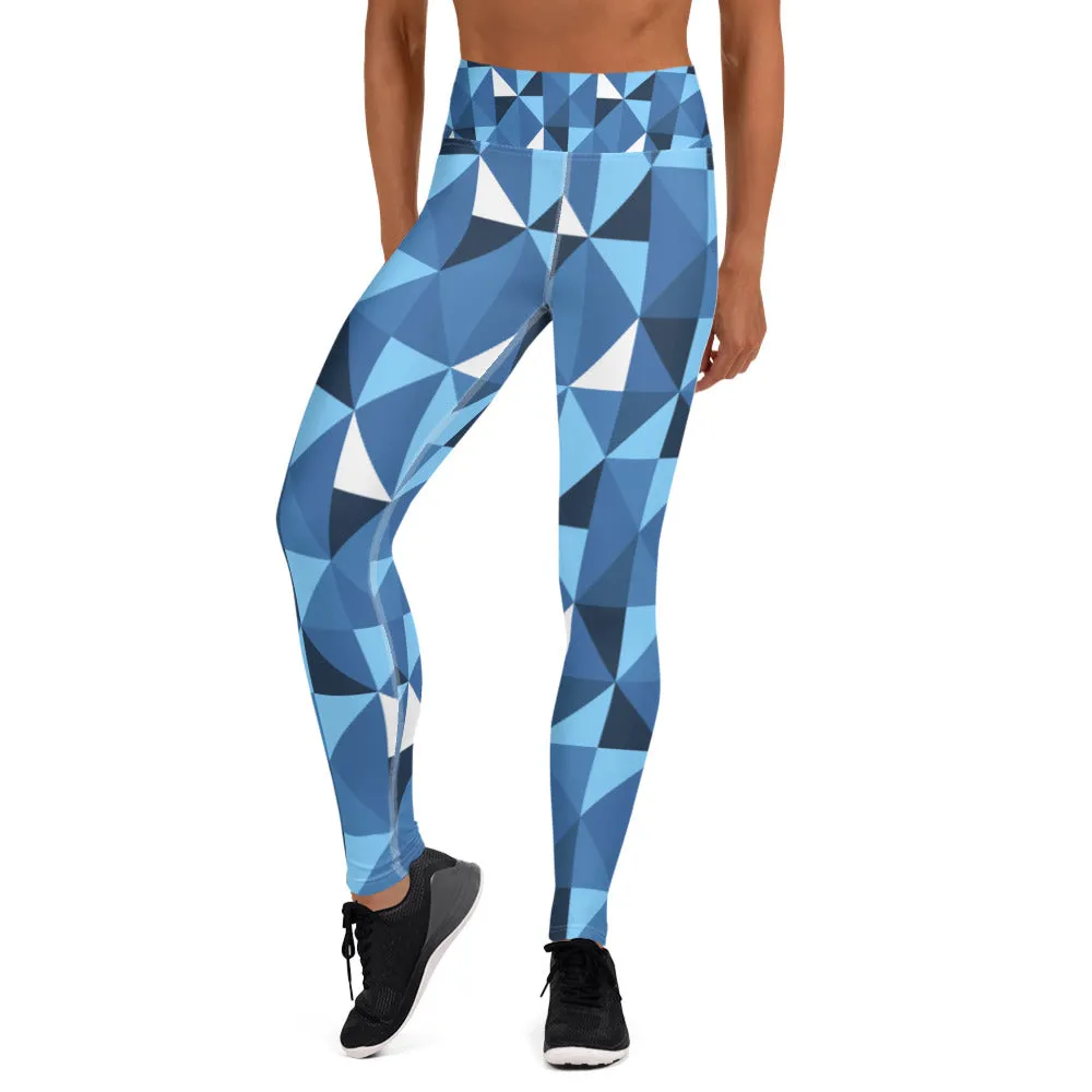 Blue Abstract Yoga Leggings