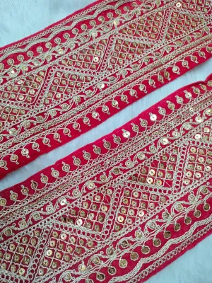 Blush Pink Sequins Work Fancy Embellished Trim