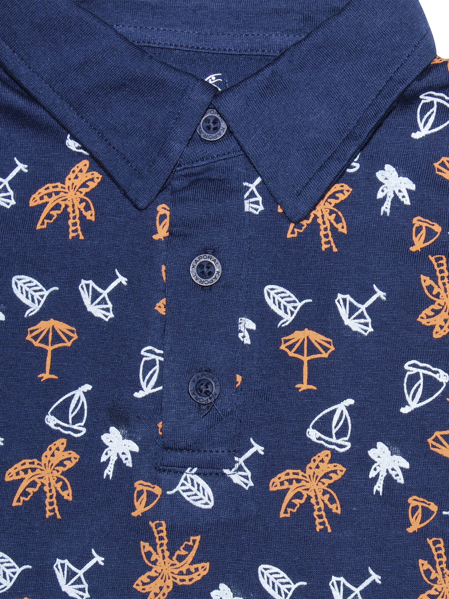 Boys AOP Polo Tee & Solid Knit Cargo Short Set