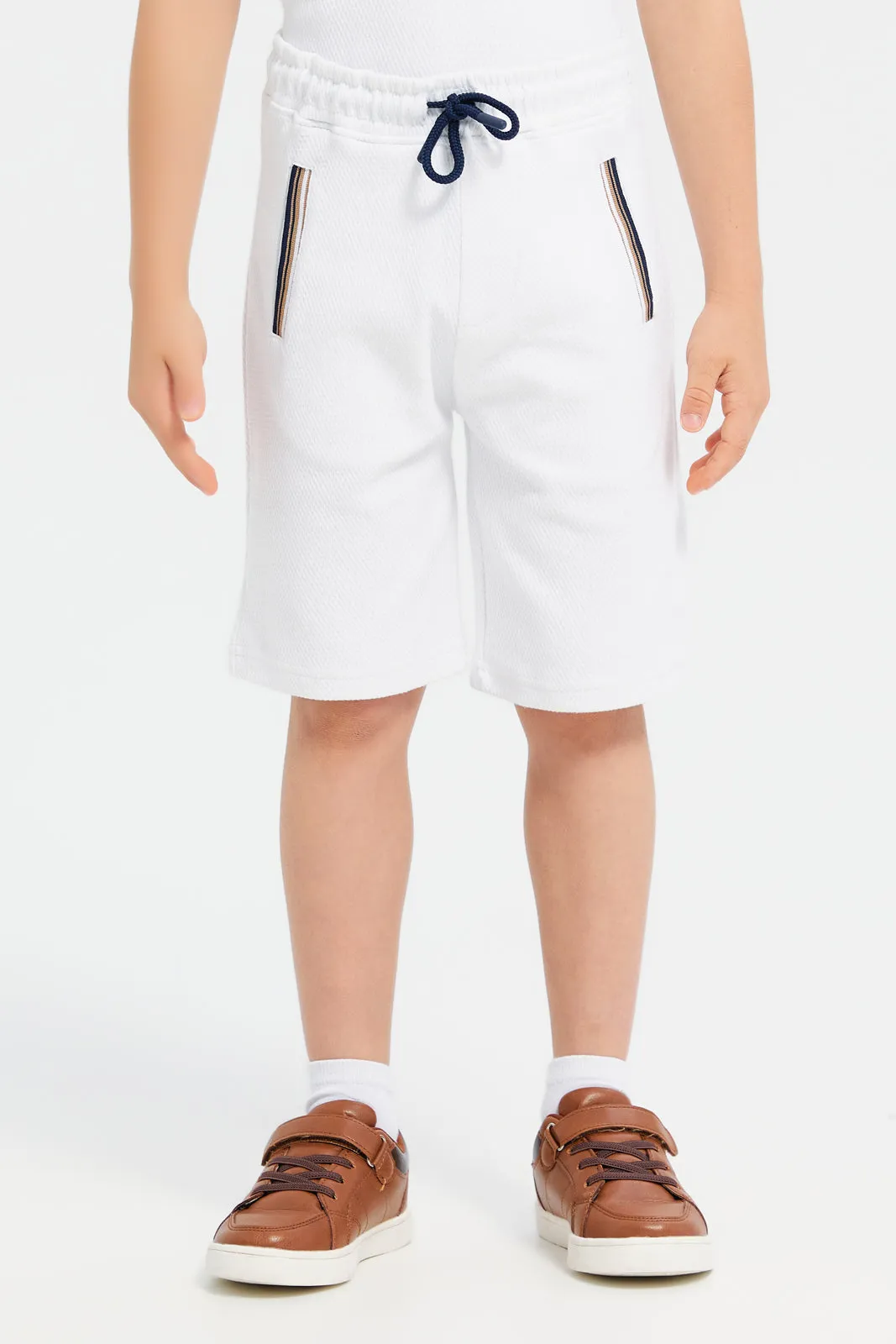 Boys White Polo T-Shirt And Shorts Set (2 Piece)